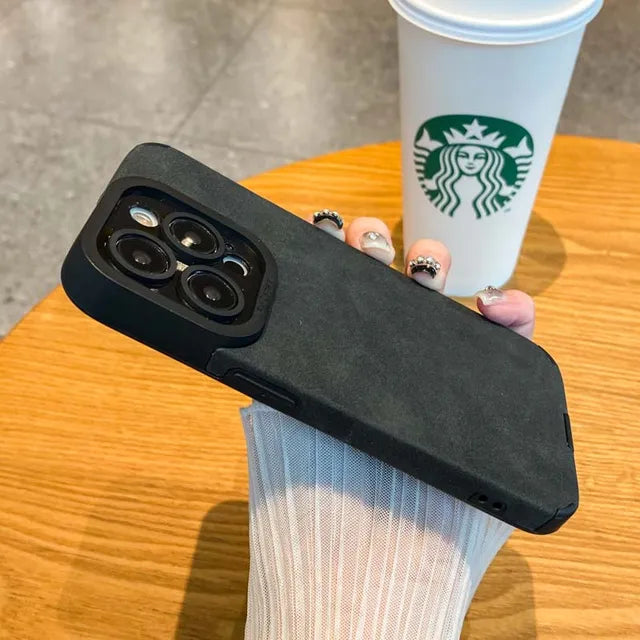 Luxury Matte Soft Leather Phone Case For iPhone