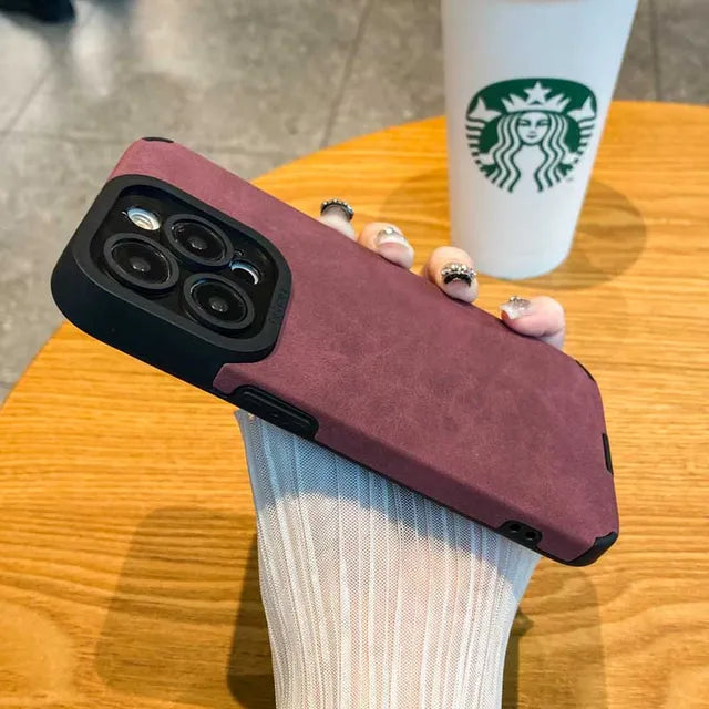 Luxury Matte Soft Leather Phone Case For iPhone