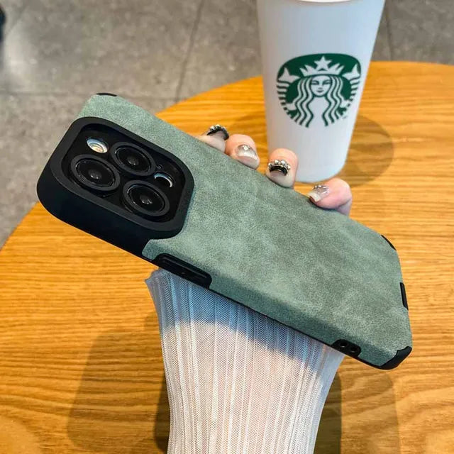 Luxury Matte Soft Leather Phone Case For iPhone