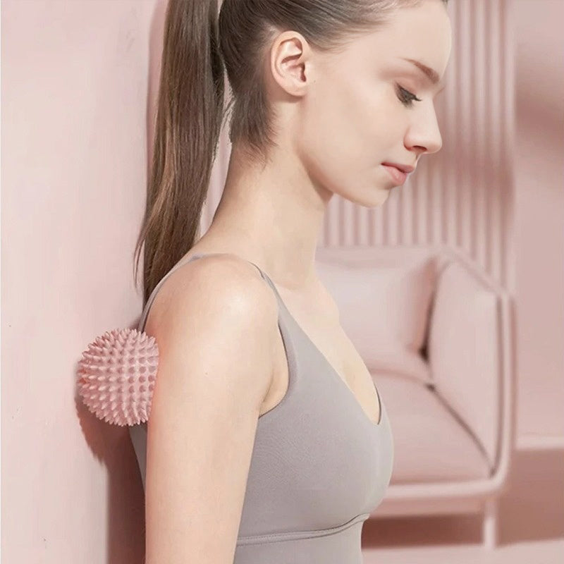 Durable sport massage ball. Spiky design for myofascial release, deep - tissue work, trigger points, muscle recovery & pain reli
