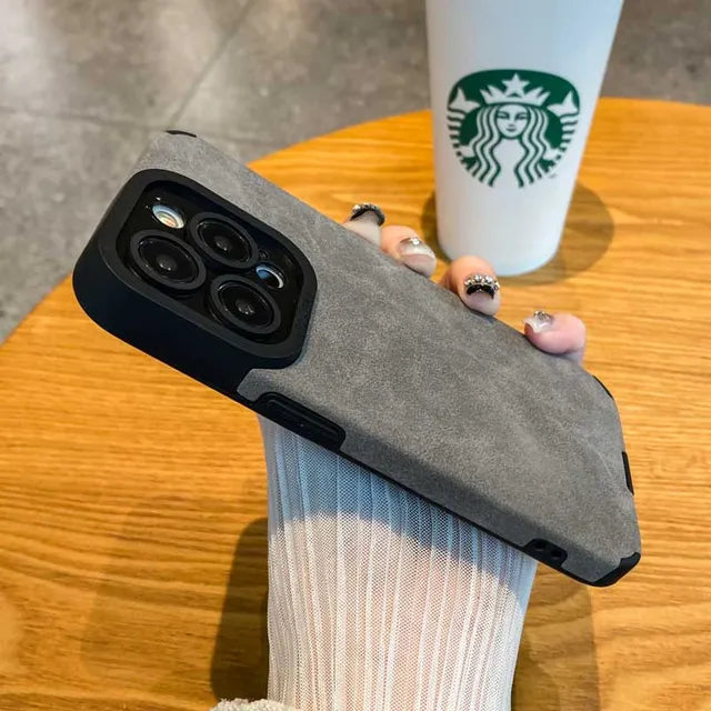 Luxury Matte Soft Leather Phone Case For iPhone