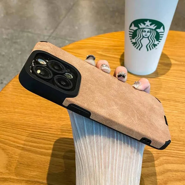 Luxury Matte Soft Leather Phone Case For iPhone